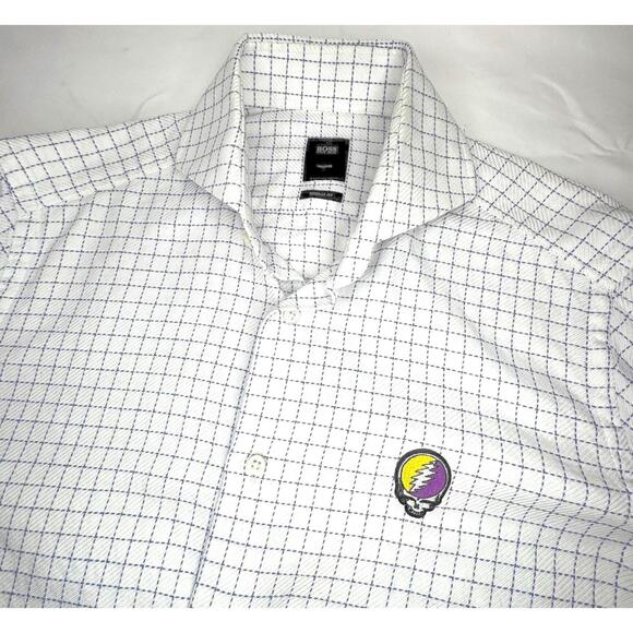 Grateful Dead Steal Your Face Hugo Boss Button Down Dress Shirt (15/38) - Picture 1 of 8